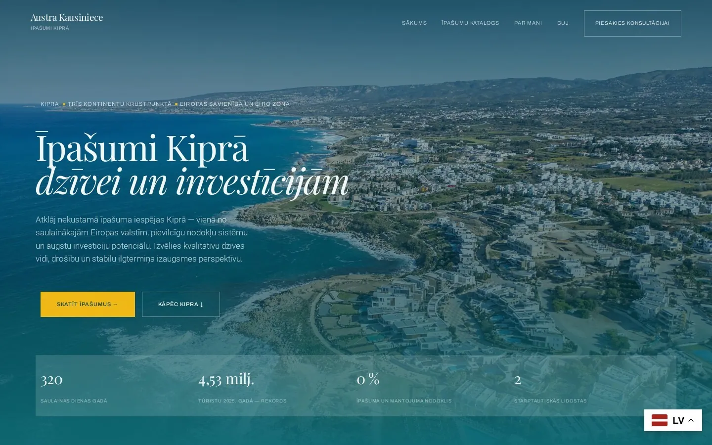 Īpašumi Kiprā: mājaslapa datorā