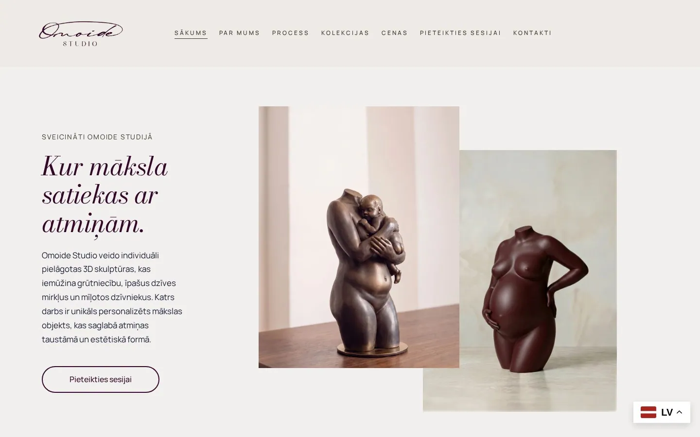 Omoide Studio: mājaslapa datorā