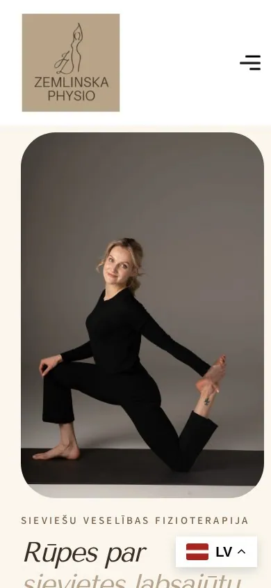 Zemļinska Physio: mājaslapa telefonā